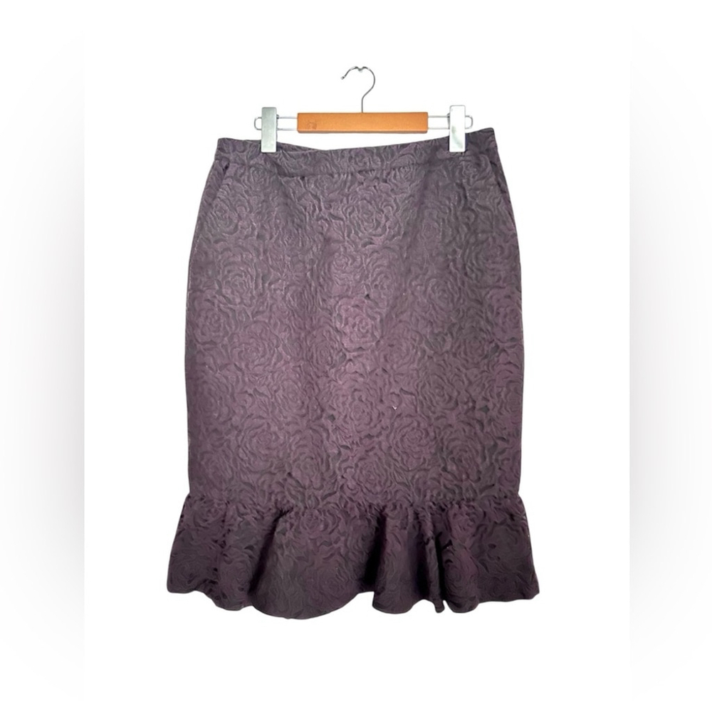 Marlowe made in Italy purple Peplum Skirt Floral print wool blend trumpet